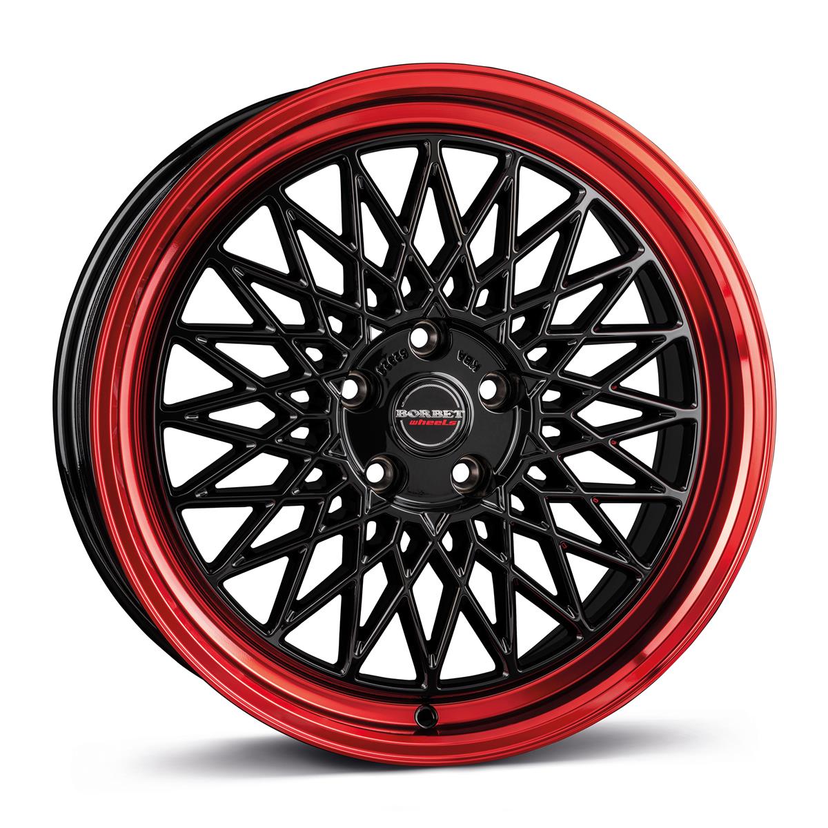 Borbet B black rim red 7x17 4x100 ET30 CB64,1 60° 600 kg 497187