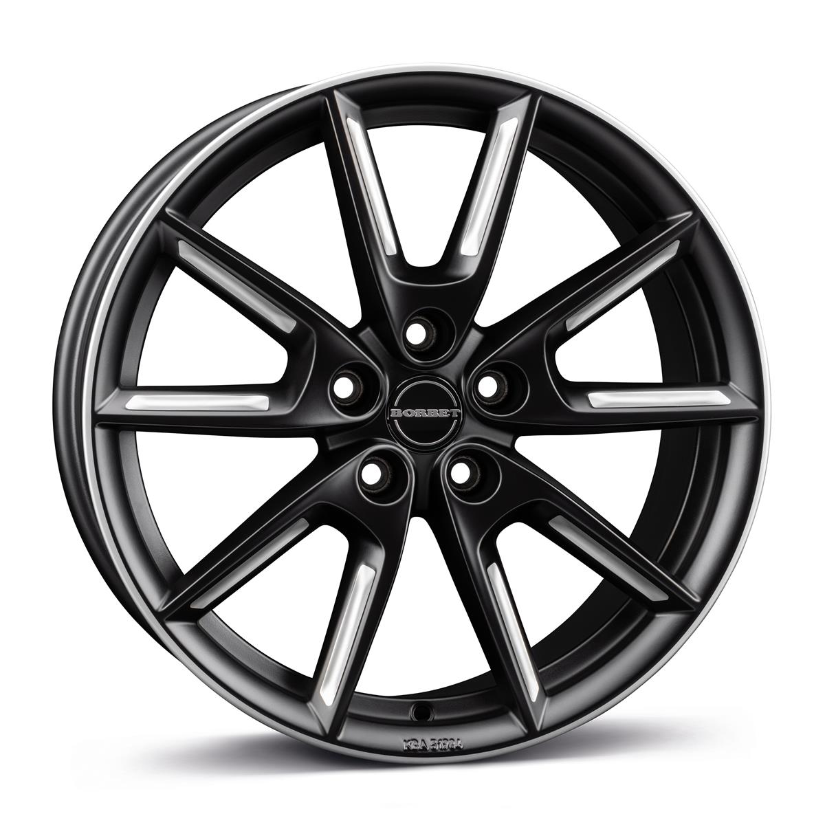 Borbet LX18 black matt silver spoke rim 8x18 5x114.3 ET48 CB72,6 60° 690 kg 497227