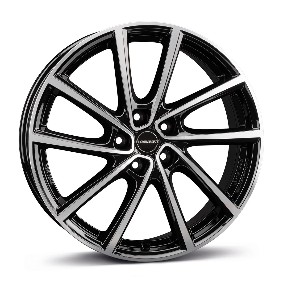 Borbet V black polished glossy 7x19 5x108 ET38 CB65,1 60° 650 kg 497390